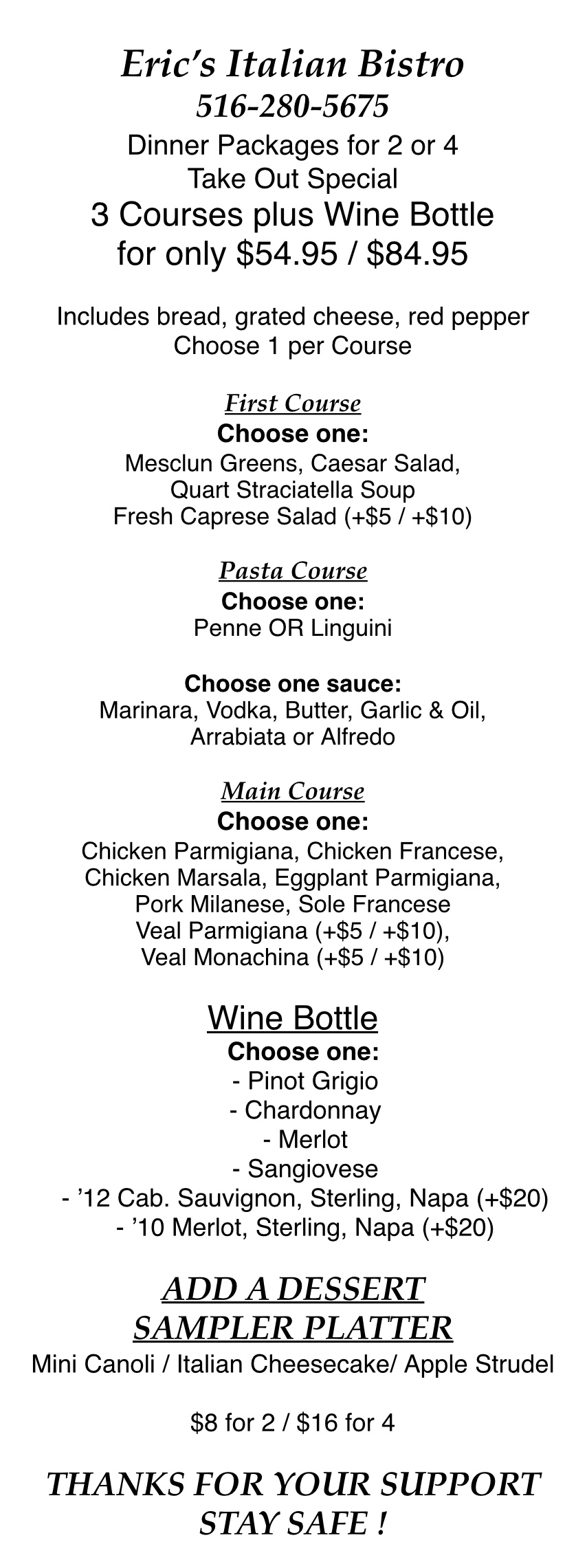 Eric's Bistro Takeout Special Pack