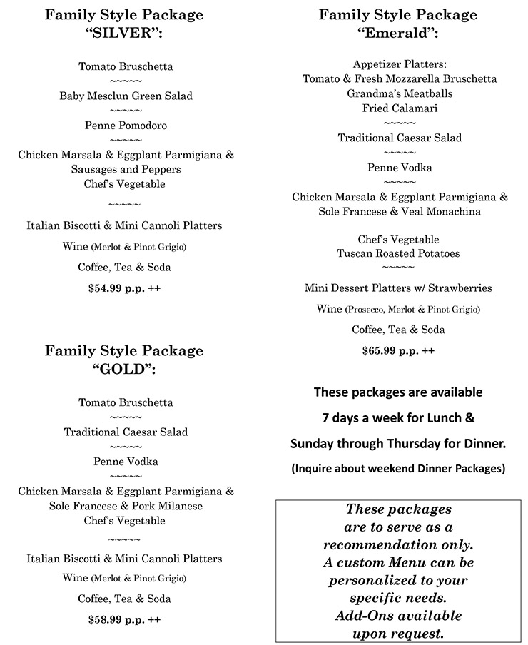 Private Event On Premises Menu 2022-2023