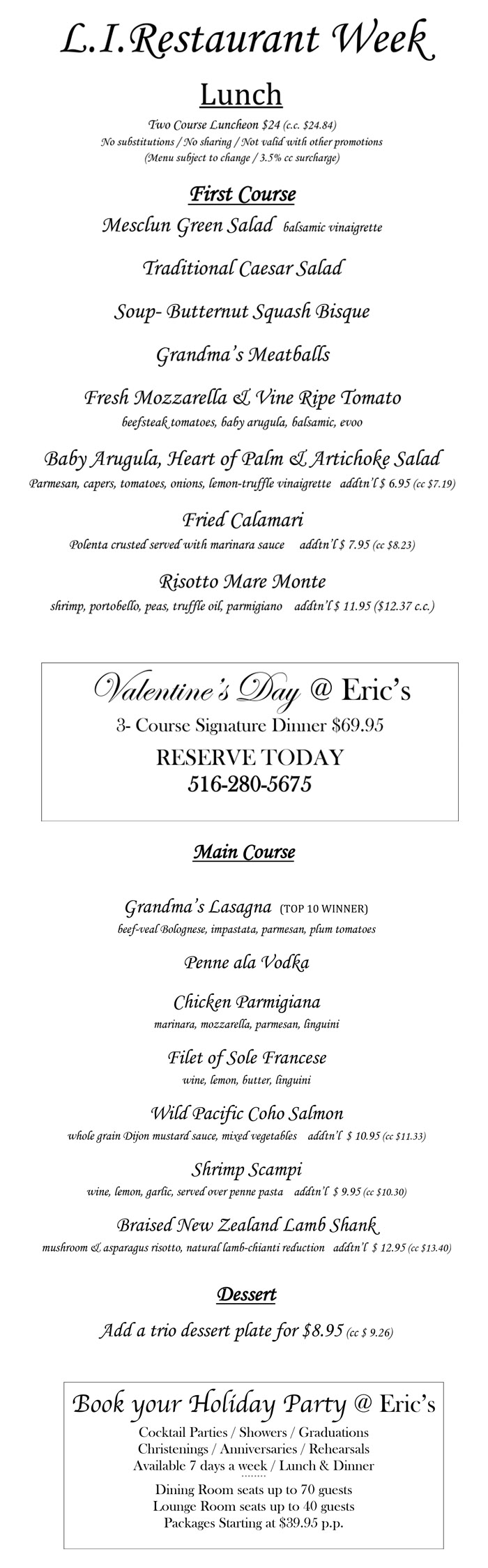 Eric's Bistro Spring Lunch Restaurant Week